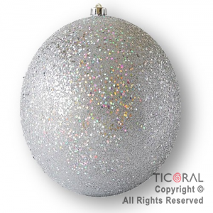 BOLA DE NAVIDAD 15 CM GLITTER PLATA x 1